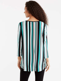 Striped 3/4-Sleeve Tunic Color Jasper Combo