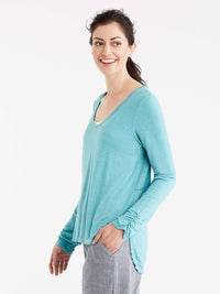High-Low Ruched Sleeve Jersey Color Jasper Heather