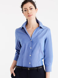 Non-Iron 3/4-Sleeve Shirt Color French Blue