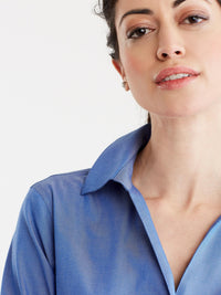 Non-Iron 3/4-Sleeve Shirt Color French Blue