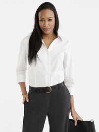Non-Iron 3/4-Sleeve Shirt Color White