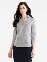 Monochrome Non-Iron 3/4-Sleeve Shirt Color Black/White