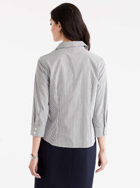 Monochrome Non-Iron 3/4-Sleeve Shirt Color Black/White