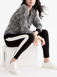 Ponte Legging with Side Panel Color Black/Ivory