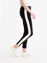 Ponte Legging with Side Panel Color Black/Ivory