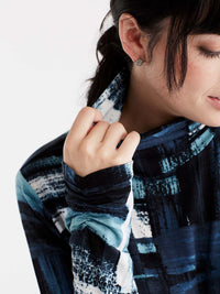 Abstract Turtleneck With Scrunched Cuff Color Viridian Combo