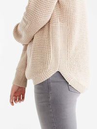 Drop Sleeve Boat Neck Sweater Color Camel Heather