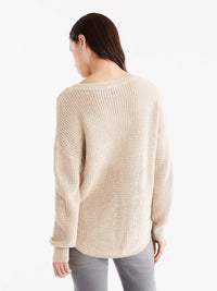 Drop Sleeve Boat Neck Sweater Color Camel Heather
