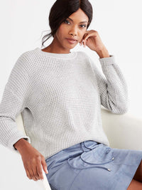 Drop Sleeve Boat Neck Sweater Color Grey Heather