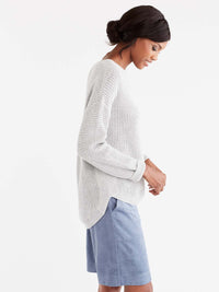 Drop Sleeve Boat Neck Sweater Color Grey Heather