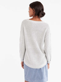 Drop Sleeve Boat Neck Sweater Color Grey Heather