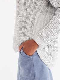 Drop Sleeve Boat Neck Sweater Color Grey Heather