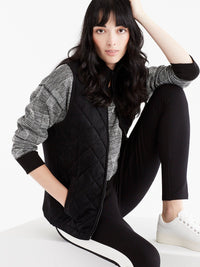 Quilted Front Zip Vest Color Black