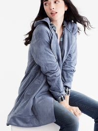 Brushed Faux Suede Zip Anorak Color Light Storm