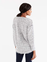 Ivory High-Low Eyelash Sweater Color Ivory