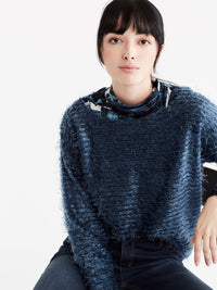 Storm High-Low Eyelash Sweater Color Blue