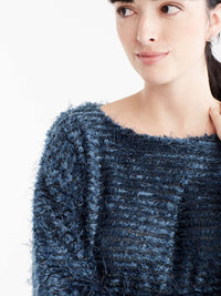 Storm High-Low Eyelash Sweater Color Blue