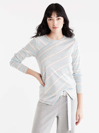 Striped Handkerchief-Hem Top Color Silver Grey Heather