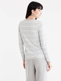 Striped Handkerchief-Hem Top Color Silver Grey Heather