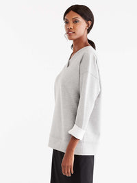 V-Neck Banded Tunic Color Silver Grey Heather