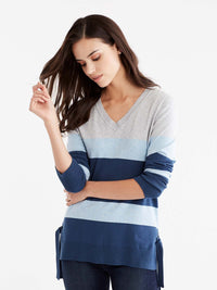 V-Neck Wide Stripe Tunic Color Storm Glacier