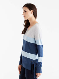 V-Neck Wide Stripe Tunic Color Storm Glacier