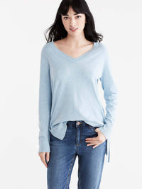 V-Neck Solid Tunic Color Glacier Heather