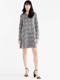 Classic Plaid Swing Dress Color Grey