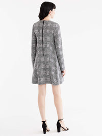 Classic Plaid Swing Dress Color Grey