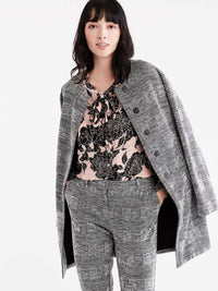 Classic Plaid Doubleknit Topper Color Grey