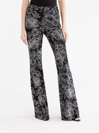 Print Crushed Velvet Pant Color Black