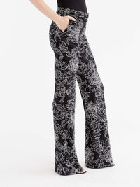 Print Crushed Velvet Pant Color Black