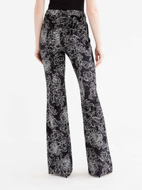 Print Crushed Velvet Pant Color Black