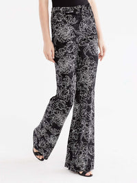 Print Crushed Velvet Pant Color Black