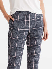 Milano Twill Plaid Ankle Pant Color Grey