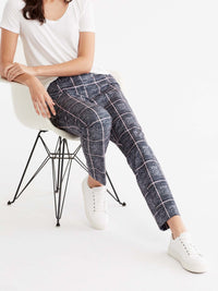 Milano Twill Plaid Ankle Pant Color Grey