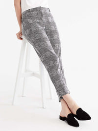 Classic Plaid Double Knit Ankle Pant Color Grey