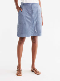 Brushed Faux Suede Pencil Skirt Color Light Storm