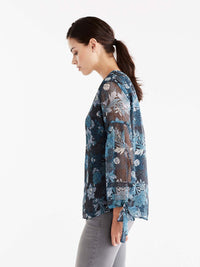Romantic Tie-Sleeve Popover Color Storm Glacier