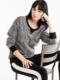 Plaid Zip-Back Sweatshirt Color Grey