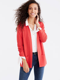 Open Front Ribbed Cardigan Color Persimmon
