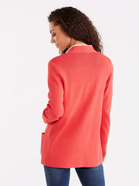 Open Front Ribbed Cardigan Color Persimmon