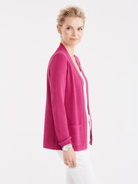 Open Front Ribbed Cardigan color Deep Pink
