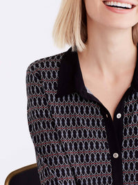 3/4 Sleeve Ring Pattern Shirt Color Black Links