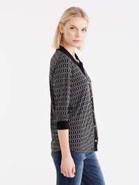 3/4 Sleeve Ring Pattern Shirt Color Black Links
