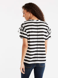 Laced Shoulder Tee Color Black Ivory