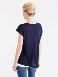 V-Neck Double Layer Tee Color Dark Indigo
