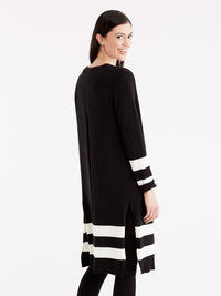 Striped Duster Cardigan Color Black