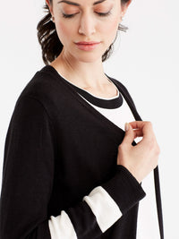 Striped Duster Cardigan Color Black