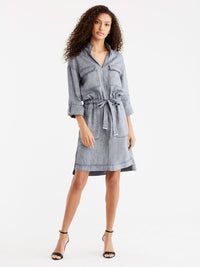 Pop-Collar Shirtdress Color Dark Indigo
